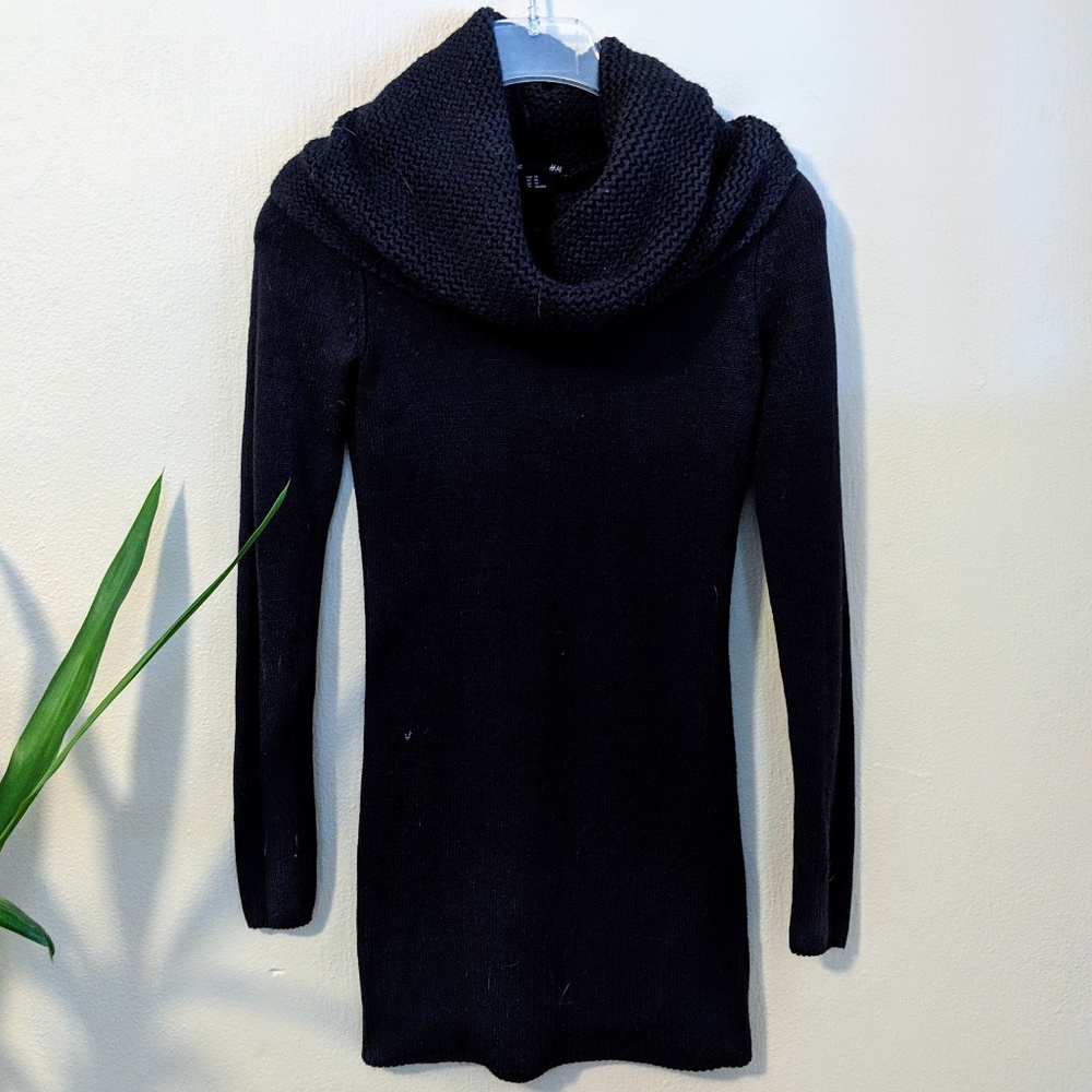 Knit Cowl Neck Sweater Dress
